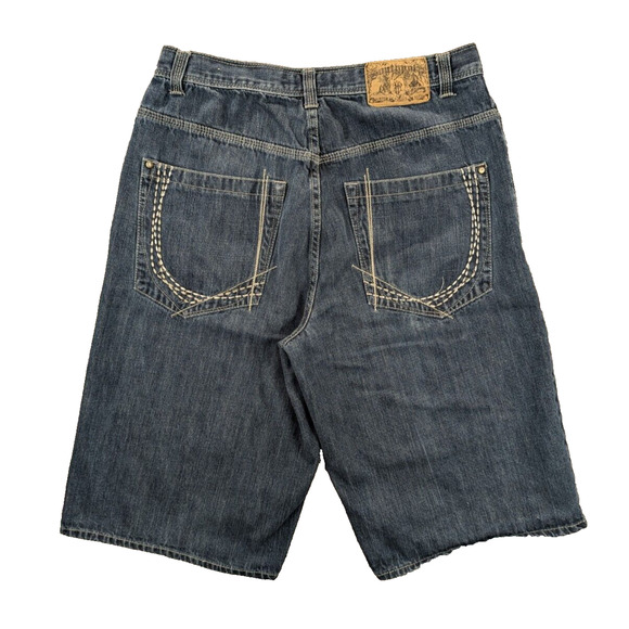 Southpole Jean Shorts 38 Men's Blue Baggy Embroidered Pockets VTG Y2K Streetwear - Picture 2 of 9